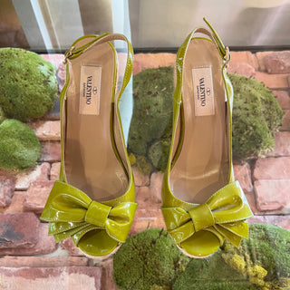 VALENTINO Green Bow Patent Leather Espadrilles SZ 36 (US 6)