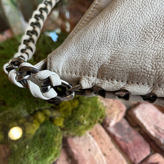 CHANEL Modern Chain White Calfskin Leather Hobo Bag