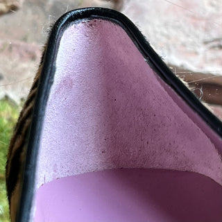 FERRAGAMO Zebra Stripe Horse Hair Nappa Leather Flats SZ 8