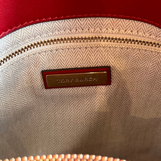 TORY BURCH Kira Chevron Red Leather Tote