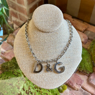 DOLCE AND GABBANA Logo Charm Collar Necklace