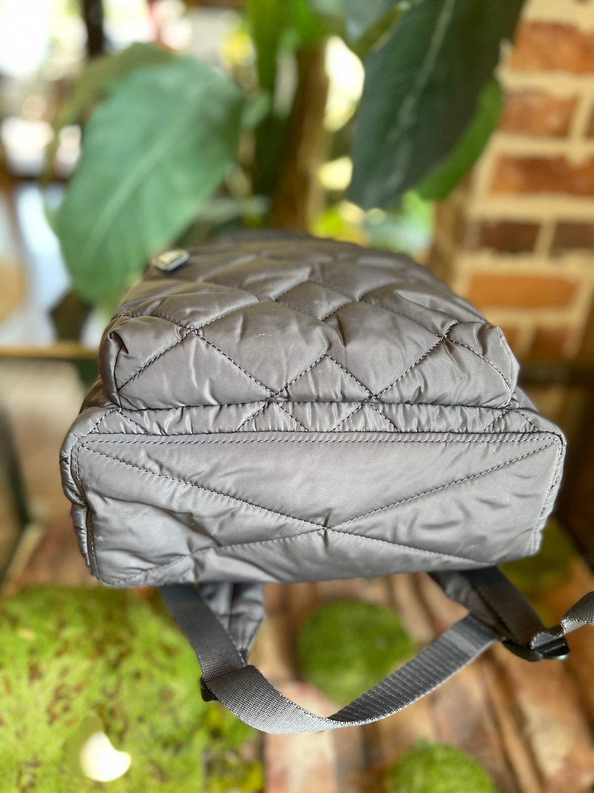 MARC JACOBS Quilted Nylon Gray Backpack