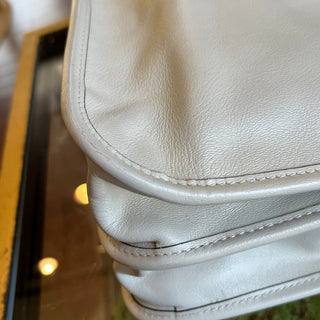 GUCCI Horsebit 1955 Medium White Leather Tote Bag