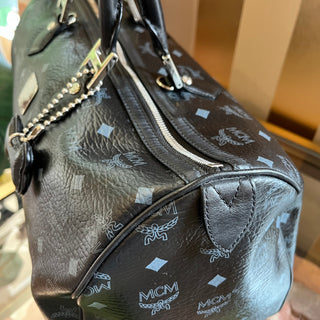 MCM Black Visetos Monogram Canvas Satchel Duffel