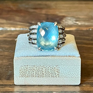DAVID YURMAN Tides Blue Topaz Prasiolite Diamond Statement Ring SZ6