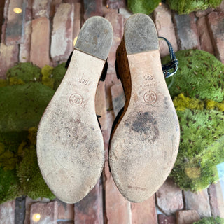 CHANEL Denim Camellia Cork Wedges SZ38.5(8.5US)