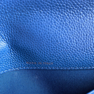 CHANEL Large Gusset Flap Blue Caviar Quilted Wallet