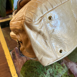 CHLOE Bay Beige Leather Quilted Tote Bag