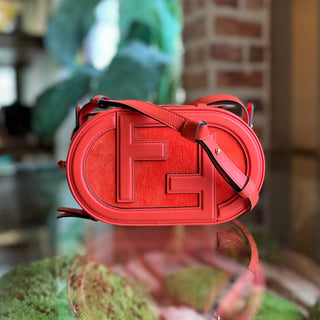 FENDI Vitello Grace Camoscio O'Lock Mini Camera Case Coral Crossbody