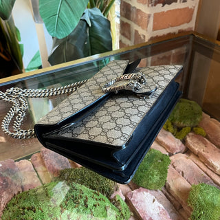 GUCCI Small Dionysus Black GG Supreme Monogram Shoulder Bag