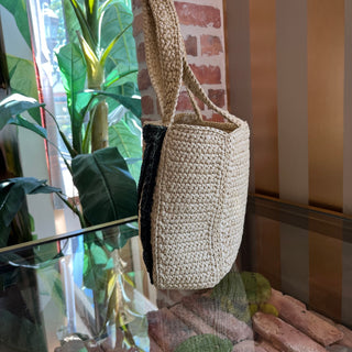 VALENTINO Superstar Beige Raffia Shopping Tote Bag
