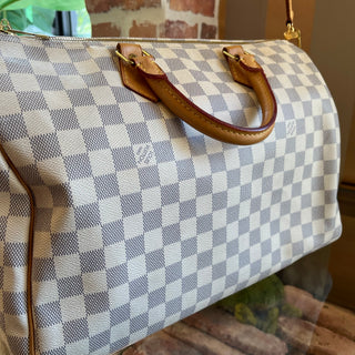 LOUIS VUITTON Speedy Bandouliere 35 Damier Azur Canvas Satchel