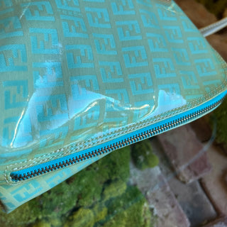 FENDI Light Blue Green Vintage Zucchino Coated Canvas Tote