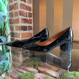 TORY BURCH T Logo Black Patent Leather Heels SZ 8.5