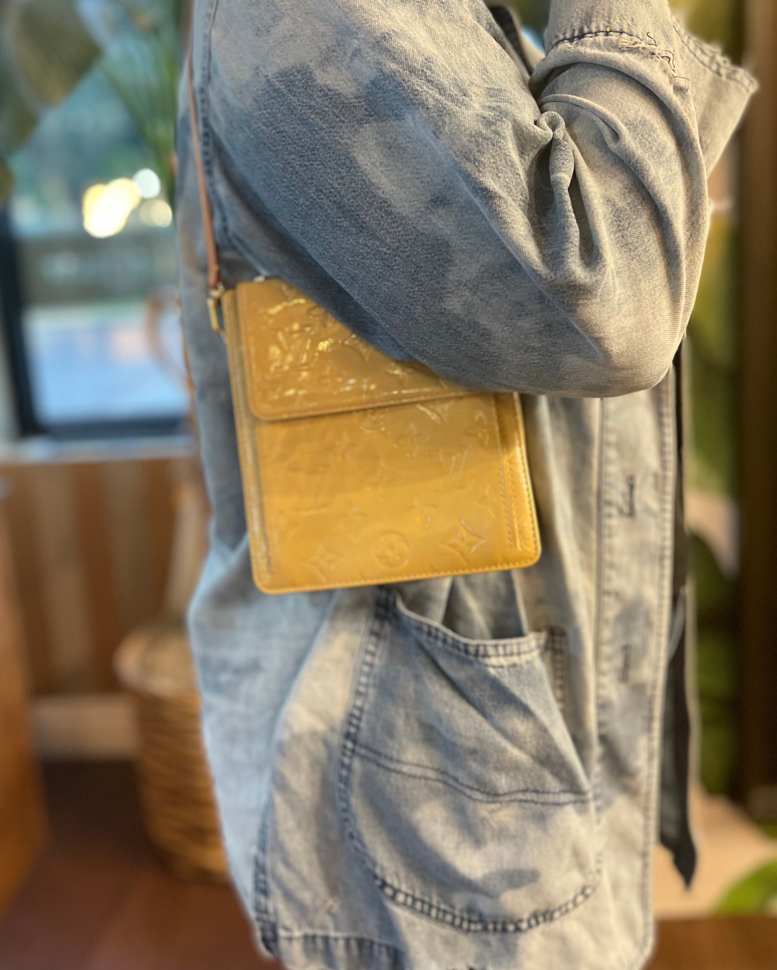 Louis Vuitton Yellow Floral Vernis Shoulder Bag
