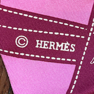 HERMES Pink Bolduc Silk Twilly