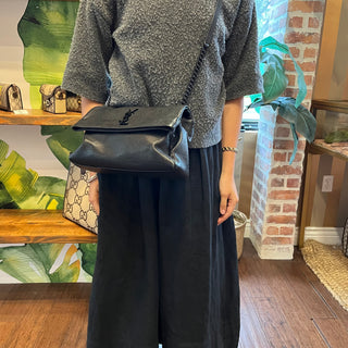 SAINT LAURENT West Hollywood Black Grained Leather Shoulder Bag