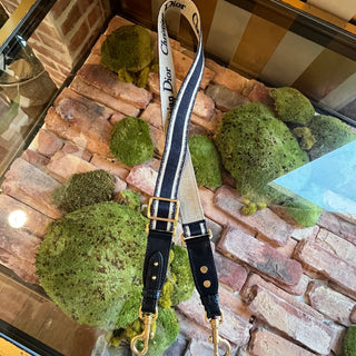 DIOR Blue Embroidered Christian Dior Paris Bag Strap