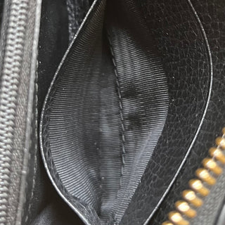 GUCCI Black Leather Guccissima Zip Around Wallet