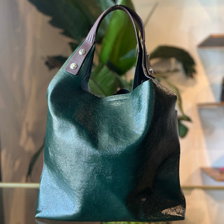 TORY BURCH Tote Green Rory Purple Leather Tote