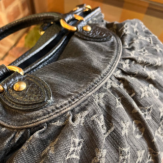 LOUIS VUITTON Neo Cabby MM Black Denim Monogram Shoulder Bag