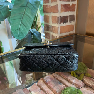 CHANEL Square Camera Black Caviar Leather Crossbody Bag