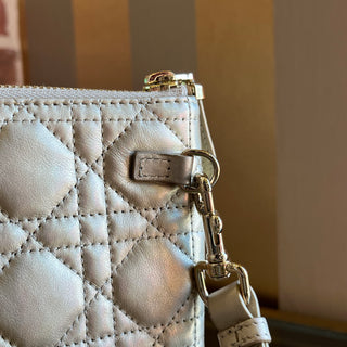 DIOR Caro Pouch Beige Iridescent Lambskin Leather Clutch