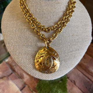 CHANEL CC Gold Plated Tear Drop Gold Necklace