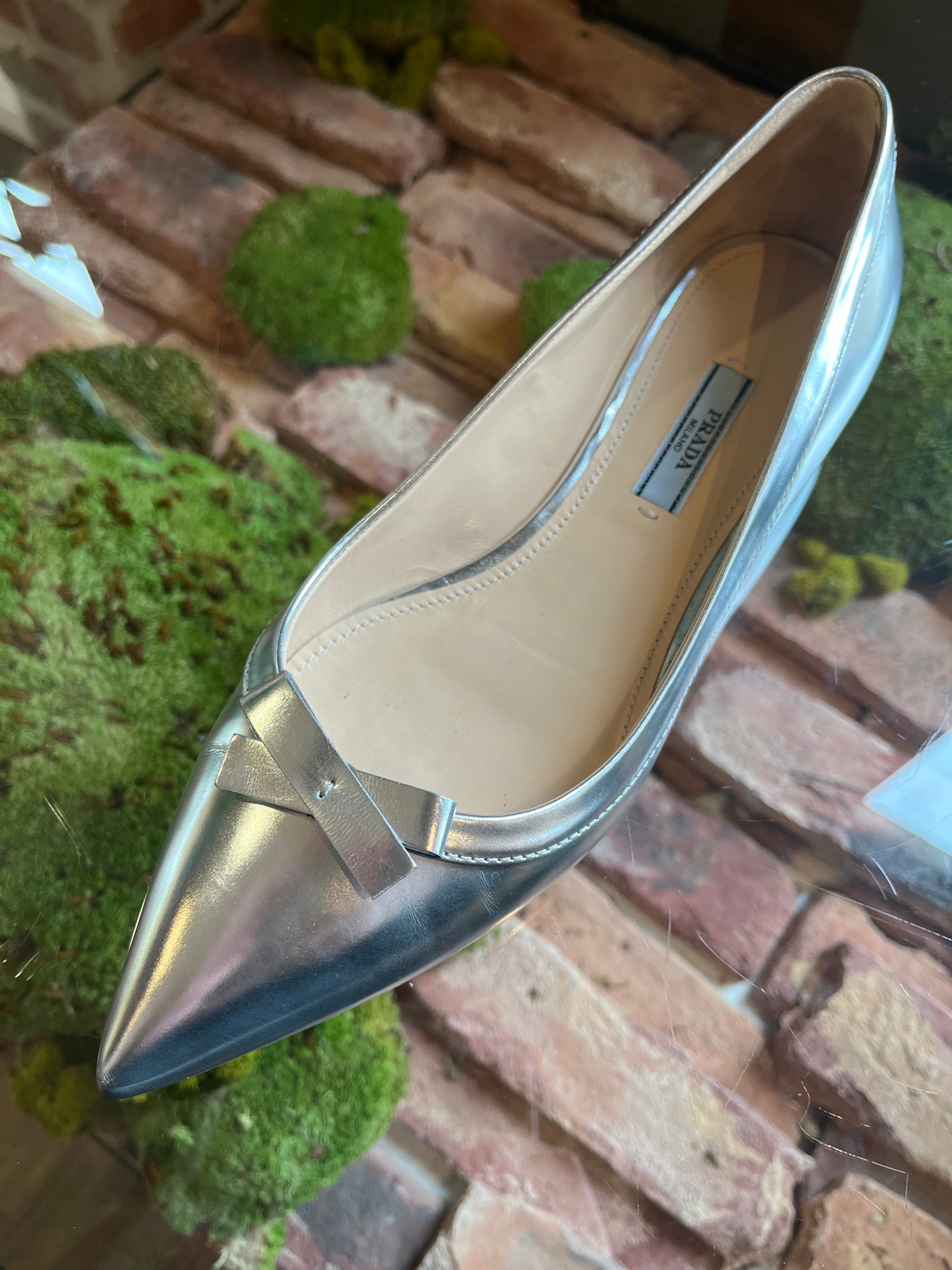 Prada on sale silver flats