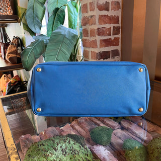 PRADA Double Zip Jeux Blue Lux Saffiano Leather Tote Bag
