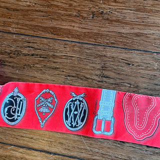 HERMES Rouge Noir Gris Harnais des Présidents Silk Twilly