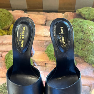 SAINT LAURENT Gippy 105 Black Calfskin Mule Sandals SZ37(7US)