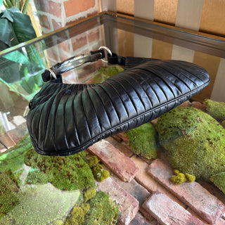 SAINT LAURENT Rive Gauche Mombasa Black Leather Vintage Hobo Bag