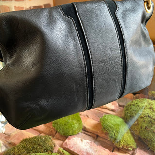 JIMMY CHOO Foldover Carry Black Mave Leather Clutch