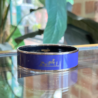 HERMES Caleche Purple Enamel Wide Bangle