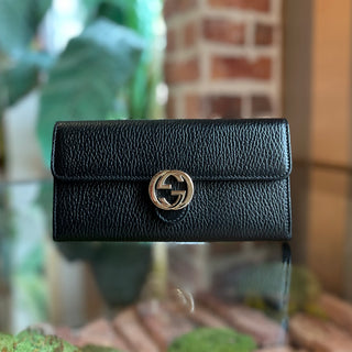 GUCCI Dollar Interlocking GG Black Wallet