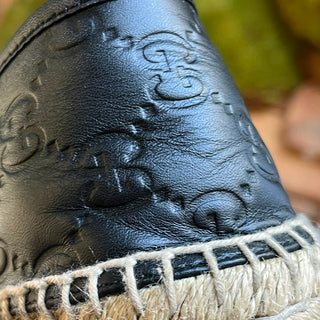GUCCI Guccissima Black Leather Espadrilles SZ 37.5 (US 7.5)