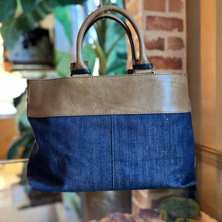 CHLOE Medium Blue Denim Logo Tote
