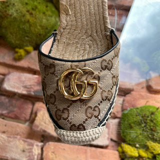 GUCCI GG Fabric Espadrille Wedges SZ 40 (US 10)