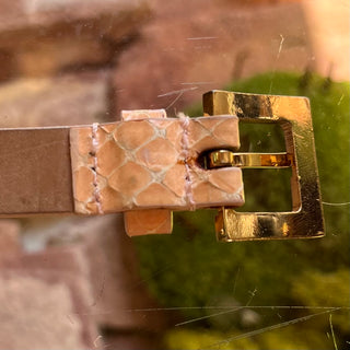 DOLCE&GABBANA Pink Leather Vintage Gold Tone Metal Chain Belt