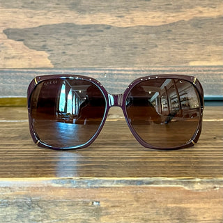 GUCCI GG0505S Purple Acetate Square Bamboo Sunglasses