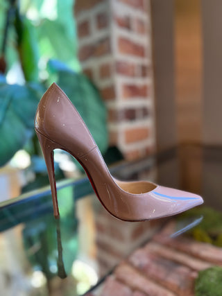 CHRISTIAN LOUBOUTIN Nude Patent So Kate Leather Sz 37