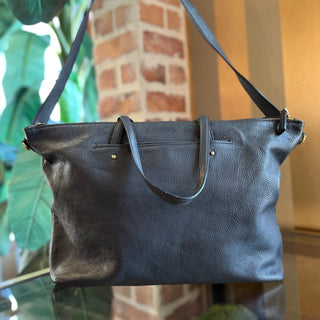 SALVATORE FERRAGAMO Mika Gray Leather Tote Bag