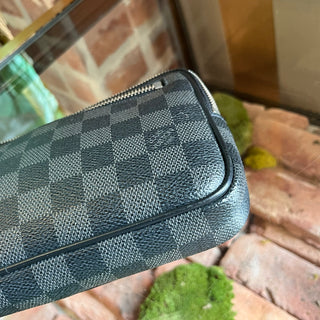 LOUIS VUITTON Damier Graphite Canvas Black Wristlet Pouch