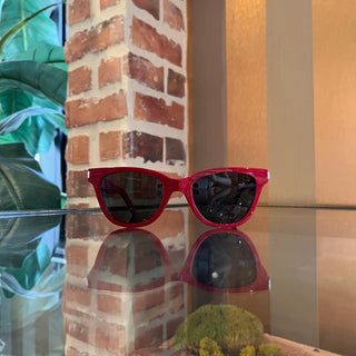 SAINT LAURENT SL51 003 Red Acetate Square Sunglasses
