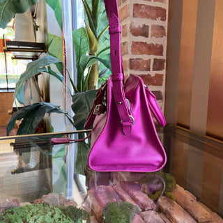 ALEXANDER MCQUEEN Small Skull Padlock Fuchsia Grained Calfskin Zip Tote Bag