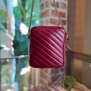 GUCCI Double Zip Marmont Red Quilted Leather Crossbody