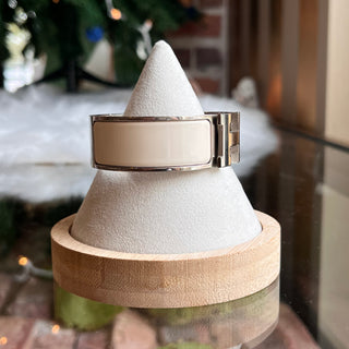 HERMES Clic Clac H Creme Enamel Bracelet