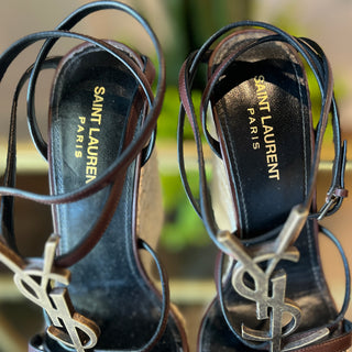 SAINT LAURENT Cassandra Wedge Espadrilles  SZ 37 1/2