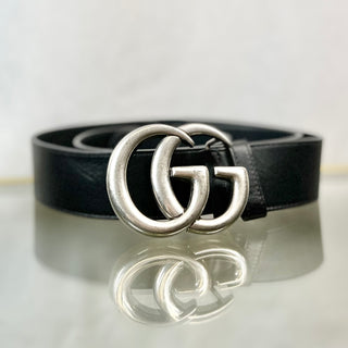 GUCCI GG Marmont  Black Leather Belt 100/40